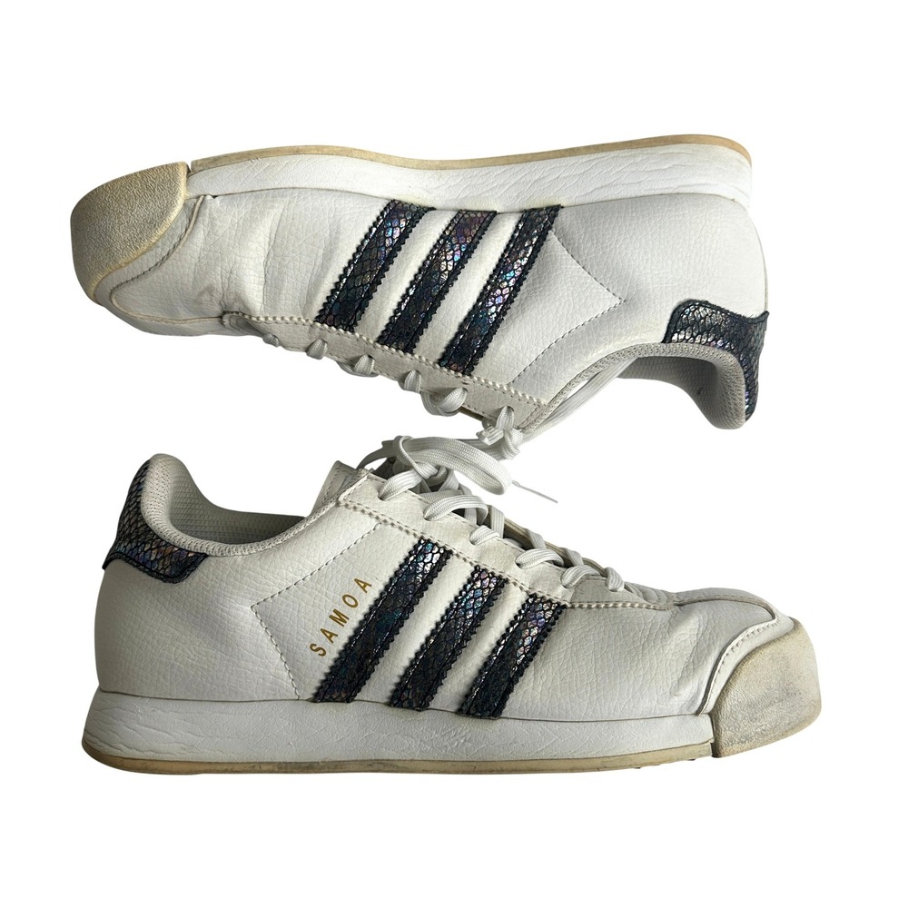 Adidas Samoa Womens White Iridescent Snakeskin Sneakers BW1303 Size 6